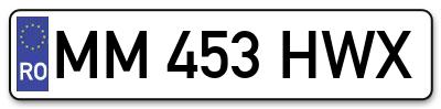 Placuta inmatriculare numar auto  MM-453-HWX, MM 453 HWX, MM453HWX