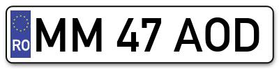 Placuta inmatriculare numar auto  MM-47-AOD, MM 47 AOD, MM47AOD
