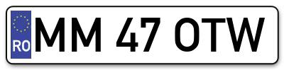 Placuta inmatriculare numar auto  MM-47-OTW, MM 47 OTW, MM47OTW
