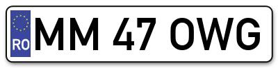 Placuta inmatriculare numar auto  MM-47-OWG, MM 47 OWG, MM47OWG