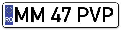 Placuta inmatriculare numar auto  MM-47-PVP, MM 47 PVP, MM47PVP