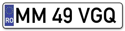 Placuta inmatriculare numar auto  MM-49-VGQ, MM 49 VGQ, MM49VGQ