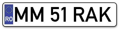 Placuta inmatriculare numar auto  MM-51-RAK, MM 51 RAK, MM51RAK