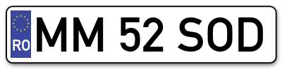 Placuta inmatriculare numar auto  MM-52-SOD, MM 52 SOD, MM52SOD