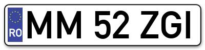 Placuta inmatriculare numar auto  MM-52-ZGI, MM 52 ZGI, MM52ZGI