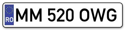 Placuta inmatriculare numar auto  MM-520-OWG, MM 520 OWG, MM520OWG