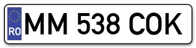 Placuta inmatriculare numar auto  MM-538-COK, MM 538 COK, MM538COK