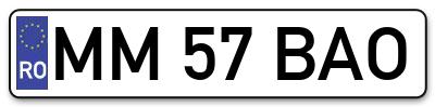 Placuta inmatriculare numar auto  MM-57-BAO, MM 57 BAO, MM57BAO