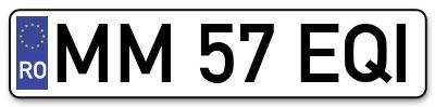 Placuta inmatriculare numar auto  MM-57-EQI, MM 57 EQI, MM57EQI