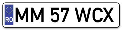 Placuta inmatriculare numar auto  MM-57-WCX, MM 57 WCX, MM57WCX