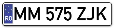Placuta inmatriculare numar auto  MM-575-ZJK, MM 575 ZJK, MM575ZJK