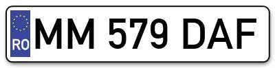 Placuta inmatriculare numar auto  MM-579-DAF, MM 579 DAF, MM579DAF