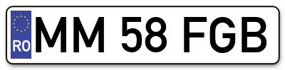 Placuta inmatriculare numar auto  MM-58-FGB, MM 58 FGB, MM58FGB