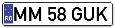 Placuta inmatriculare numar auto  MM-58-GUK, MM 58 GUK, MM58GUK