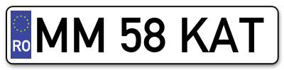 Placuta inmatriculare numar auto  MM-58-KAT, MM 58 KAT, MM58KAT