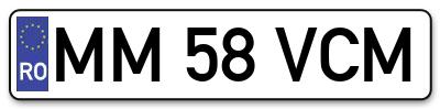 Placuta inmatriculare numar auto  MM-58-VCM, MM 58 VCM, MM58VCM