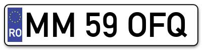 Placuta inmatriculare numar auto  MM-59-OFQ, MM 59 OFQ, MM59OFQ