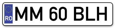 Placuta inmatriculare numar auto  MM-60-BLH, MM 60 BLH, MM60BLH
