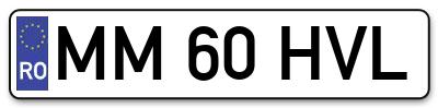 Placuta inmatriculare numar auto  MM-60-HVL, MM 60 HVL, MM60HVL