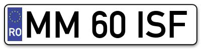 Placuta inmatriculare numar auto  MM-60-ISF, MM 60 ISF, MM60ISF