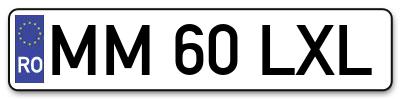 Placuta inmatriculare numar auto  MM-60-LXL, MM 60 LXL, MM60LXL