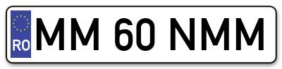 Placuta inmatriculare numar auto  MM-60-NMM, MM 60 NMM, MM60NMM