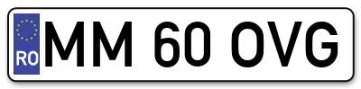 Placuta inmatriculare numar auto  MM-60-OVG, MM 60 OVG, MM60OVG