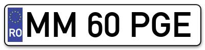 Placuta inmatriculare numar auto  MM-60-PGE, MM 60 PGE, MM60PGE
