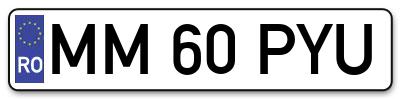 Placuta inmatriculare numar auto  MM-60-PYU, MM 60 PYU, MM60PYU