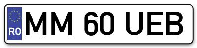 Placuta inmatriculare numar auto  MM-60-UEB, MM 60 UEB, MM60UEB