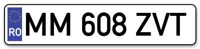 Placuta inmatriculare numar auto  MM-608-ZVT, MM 608 ZVT, MM608ZVT