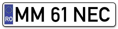 Placuta inmatriculare numar auto  MM-61-NEC, MM 61 NEC, MM61NEC