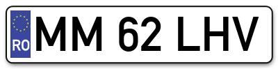 Placuta inmatriculare numar auto  MM-62-LHV, MM 62 LHV, MM62LHV