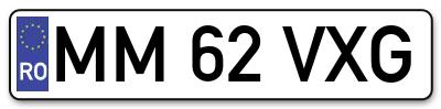 Placuta inmatriculare numar auto  MM-62-VXG, MM 62 VXG, MM62VXG