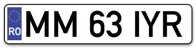 Placuta inmatriculare numar auto  MM-63-IYR, MM 63 IYR, MM63IYR