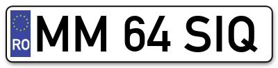 Placuta inmatriculare numar auto  MM-64-SIQ, MM 64 SIQ, MM64SIQ