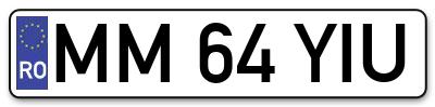 Placuta inmatriculare numar auto  MM-64-YIU, MM 64 YIU, MM64YIU