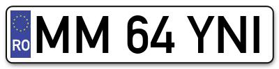 Placuta inmatriculare numar auto  MM-64-YNI, MM 64 YNI, MM64YNI