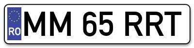Placuta inmatriculare numar auto  MM-65-RRT, MM 65 RRT, MM65RRT