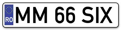 Placuta inmatriculare numar auto  MM-66-SIX, MM 66 SIX, MM66SIX