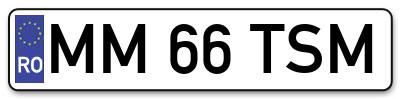 Placuta inmatriculare numar auto  MM-66-TSM, MM 66 TSM, MM66TSM