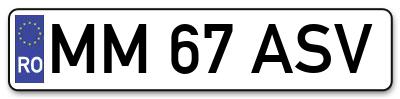 Placuta inmatriculare numar auto  MM-67-ASV, MM 67 ASV, MM67ASV