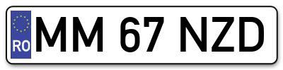 Placuta inmatriculare numar auto  MM-67-NZD, MM 67 NZD, MM67NZD