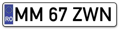Placuta inmatriculare numar auto  MM-67-ZWN, MM 67 ZWN, MM67ZWN