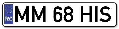 Placuta inmatriculare numar auto  MM-68-HIS, MM 68 HIS, MM68HIS