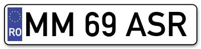 Placuta inmatriculare numar auto  MM-69-ASR, MM 69 ASR, MM69ASR