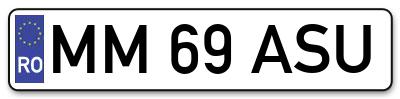 Placuta inmatriculare numar auto  MM-69-ASU, MM 69 ASU, MM69ASU
