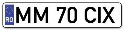 Placuta inmatriculare numar auto  MM-70-CIX, MM 70 CIX, MM70CIX
