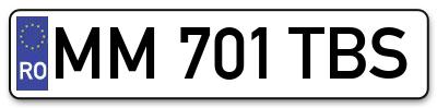 Placuta inmatriculare numar auto  MM-701-TBS, MM 701 TBS, MM701TBS