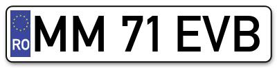 Placuta inmatriculare numar auto  MM-71-EVB, MM 71 EVB, MM71EVB